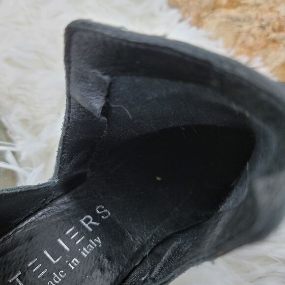 Ateliers textured black leather d'orsay booties - Picture 11 of 11